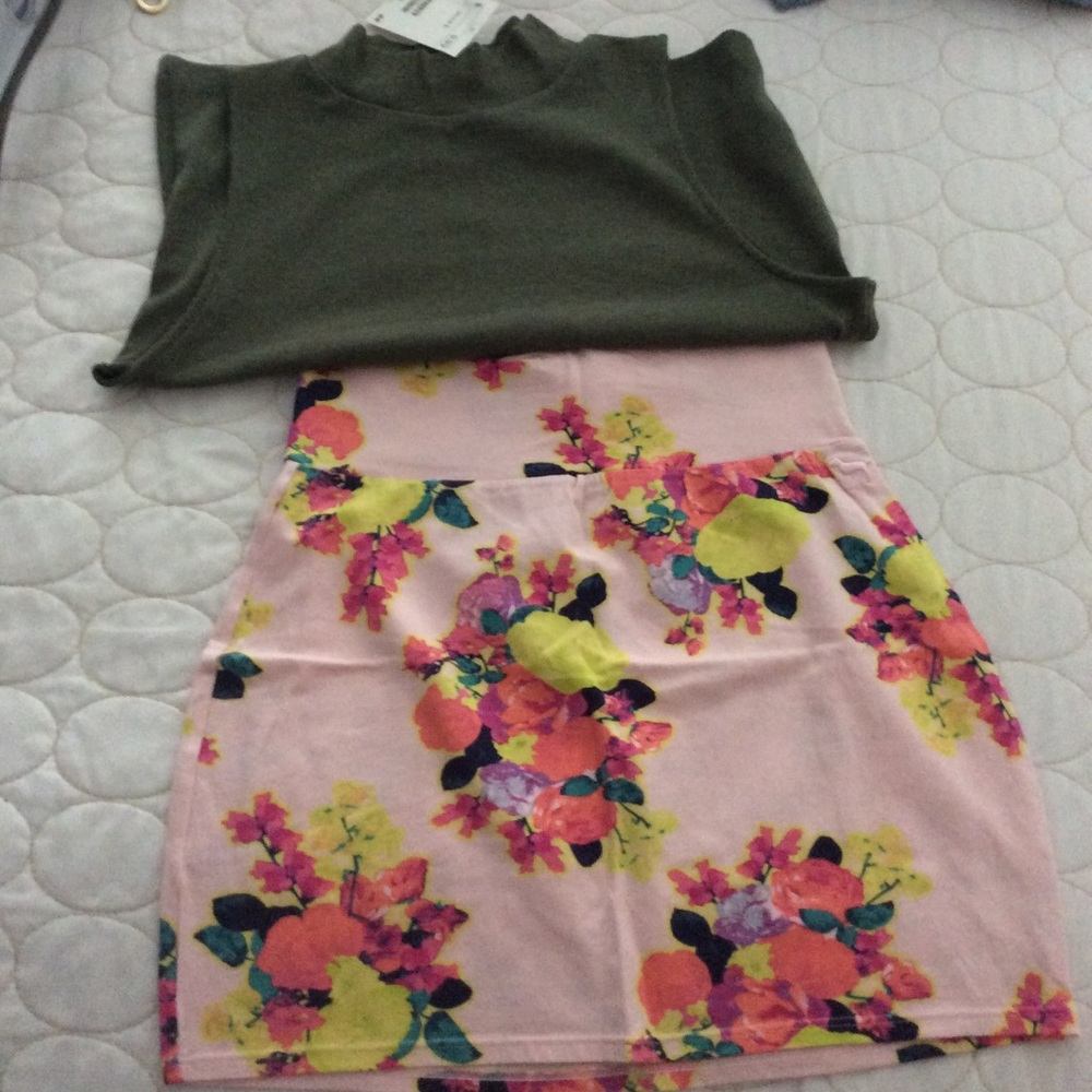 Top and mini skirt set